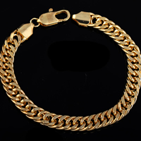 Gets® Jewelry Bracelet, Brass, 18K gold plated, different length for choice & curb chain, nickel, lead & cadmium free, 8mm, Sold By Strand