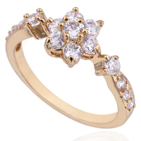 Gets® Finger Ring Brass Flower 18K gold plated & with cubic zirconia nickel lead & cadmium free 6mm Sold By PC