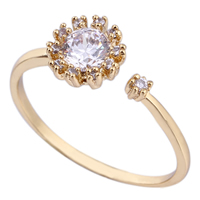 Gets® Finger Ring Brass Flower 18K gold plated open & with cubic zirconia nickel lead & cadmium free 6mm Sold By PC