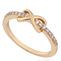 Gets® Finger Ring Brass Bowknot 18K gold plated & with cubic zirconia nickel lead & cadmium free 8mm Sold By PC