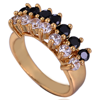 Bliver® Finger Ring, Messing, Donut, 18K forgyldt, forskellig størrelse for valg & med cubic zirconia, nikkel, bly & cadmium fri, 7mm, Solgt af PC
