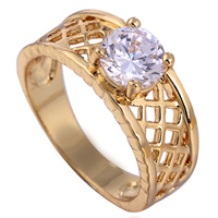 Gets® палец кольцо, Латунь, Кольцевая форма, 18K золотым напылением, разный размер для выбора & с кубическим цирконием & отверстие, не содержит никель, свинец, 7mm, продается PC