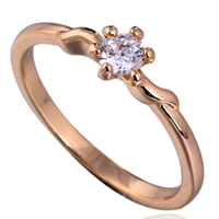 Bliver® Finger Ring, Messing, Flower, 18K forgyldt, forskellig størrelse for valg & med cubic zirconia, nikkel, bly & cadmium fri, 4mm, Solgt af PC