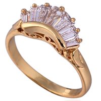 Gets® палец кольцо, Латунь, Корона, 18K золотым напылением, разный размер для выбора & с кубическим цирконием, не содержит никель, свинец, 5mm, продается PC