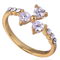 Gets® Finger Ring Brass Flower 18K gold plated & with cubic zirconia nickel lead & cadmium free 4mm Sold By PC