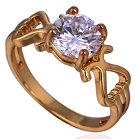 Gets® Finger Ring, Messing, Kreisring, 18 K vergoldet, verschiedene Größen vorhanden & mit kubischem Zirkonia, frei von Nickel, Blei & Kadmium, 7mm, verkauft von PC
