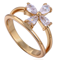 Gets® Finger Ring Brass Flower 18K gold plated & with cubic zirconia nickel lead & cadmium free 5mm Sold By PC