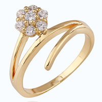 Gets® Finger Ring, Messing, Blume, 18 K vergoldet, verschiedene Größen vorhanden & mit kubischem Zirkonia, frei von Nickel, Blei & Kadmium, 13mm, verkauft von PC