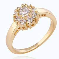 Bliver® Finger Ring, Messing, Flower, 18K forgyldt, forskellig størrelse for valg & med cubic zirconia, nikkel, bly & cadmium fri, 10mm, Solgt af PC