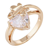 Bliver® Finger Ring, Messing, Butterfly, 18K forgyldt, forskellig størrelse for valg & med cubic zirconia, nikkel, bly & cadmium fri, 12mm, Solgt af PC