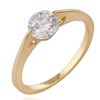 Bliver® Finger Ring, Messing, 18K forgyldt, forskellig størrelse for valg & med cubic zirconia, nikkel, bly & cadmium fri, 7mm, Solgt af PC