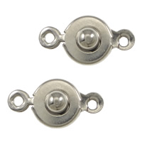 Brass Snap Clasp, Flat Round, platinum color plated, single-strand, nickel, lead & cadmium free, 14x7x4mm, Hole:Approx 1.4mm, Inner Diameter:Approx 3.5mm, 100PCs/Lot, Sold By Lot
