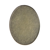 Apprêts broche en laiton, ovale plat, Plaqué de couleur de bronze antique, protéger l'environnement, sans nickel, plomb et cadmium, 31x41mm, Diamètre intérieur:Environ 30x40mm, 200PC/lot, Vendu par lot