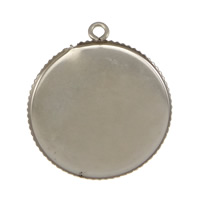 Brass Pendant Findings, Flat Round, platinum color plated, nickel, lead & cadmium free, 26x29mm, Hole:Approx 2mm, Inner Diameter:Approx 25mm, 200PCs/Lot, Sold By Lot