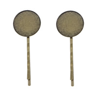 Hair Clip Findings, Brass, with iron clip, Flat Round, antique bronze color plated, nickel, lead & cadmium free, 21x56mm, Inner Diameter:Approx 20mm, 300PCs/Lot, Sold By Lot