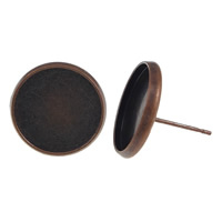 Messing Ohrring Stecker, antike Kupferfarbe plattiert, frei von Nickel, Blei & Kadmium, 16x16mm, 0.8mm, Innendurchmesser:ca. 14mm, 500PCs/Menge, verkauft von Menge