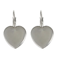 Brass Lever Back Earring Blank Heart platinum color plated nickel lead & cadmium free Inner Approx 14mm Sold By Lot