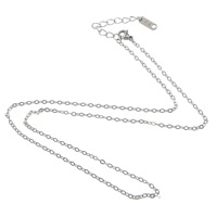 Nerezová ocel řetěz náhrdelník, Nerez, s 2lnch extender řetězce, různé délky pro volbu & oválný řetězu, Původní barva, 2x1.50x0.40mm, 100přediva/Lot, Prodáno By Lot