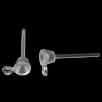 Plastic Earring Post, PC Plastic, with loop & without earnut, clear, 13mm, 6x3mm, 0.8mm, Hole:Approx 0.5mm, Inner Diameter:Approx 2.5mm, 500PCs/Lot, Sold By Lot