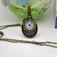 Mode Halskette Uhr, Zinklegierung, mit Glas, Tennisschläger, antike Bronzefarbe plattiert, Twist oval, frei von Nickel, Blei & Kadmium, 16mm, Länge ca. 32.1 ZollInch, 20PCs/Menge, verkauft von Menge