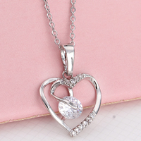 Gets® Jewelry Pendant, Brass, Heart, platinum plated, with cubic zirconia, nickel, lead & cadmium free, 18x26mm, Hole:Approx 3-8mm, Sold By PC