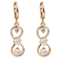 Gets® Jewelry Earring, Brass, Number 8, 18K gold plated, with cubic zirconia, nickel, lead & cadmium free, 8x35mm, Sold By Pair