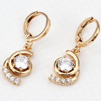 Gets® Jewelry Earring, Brass, 18K gold plated, with cubic zirconia, nickel, lead & cadmium free, 10x29mm, Sold By Pair