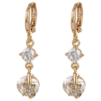 Gets® Jewelry Earring, Brass, 18K gold plated, with cubic zirconia, nickel, lead & cadmium free, 10x32mm, Sold By Pair