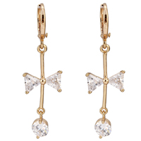 Gets® Jewelry Earring Brass Bowknot 18K gold plated with cubic zirconia nickel lead & cadmium free Sold By Pair