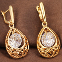 Gets® Jewelry Earring Brass Teardrop 18K gold plated with cubic zirconia nickel lead & cadmium free Sold By Pair