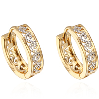Gets® Jewelry Earring Brass Donut 18K gold plated with cubic zirconia nickel lead & cadmium free Sold By Pair