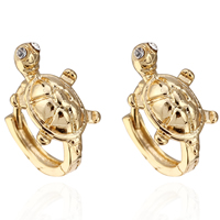 Gets® Jewelry Earring Brass Turtle 18K gold plated with cubic zirconia nickel lead & cadmium free Sold By Pair