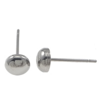 Stainless Steel Stud Earrings, Flat Round, without earnut & more sizes for choice, original color, Sold By Lot