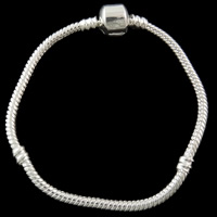 Brass European Bracelet silver color plated nickel lead & cadmium free 3mm Length Approx 7 Inch Sold By Bag