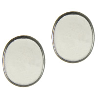 Stainless Steel Cabochon Setting, Flat Oval, original color, 9x11x1mm, Inner Diameter:Approx 8x10mm, 2000PCs/Lot, Sold By Lot