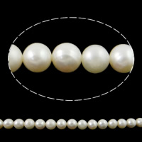 Perlas Redondas Freshwater, Perlas cultivadas de agua dulce, Esférico, natural, Blanco, Grado A, 8-9mm, agujero:aproximado 0.8mm, Vendido para 15.5 Inch Sarta