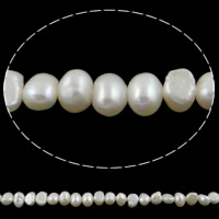 Barock kultivierten Süßwassersee Perlen, Natürliche kultivierte Süßwasserperlen, natürlich, weiß, Klasse AA, 5-6mm, Bohrung:ca. 0.8mm, verkauft per 14.3 ZollInch Strang