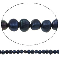 Barock kultivierten Süßwassersee Perlen, Natürliche kultivierte Süßwasserperlen, schwarz, 5-6mm, Bohrung:ca. 0.8mm, verkauft per 14.5 ZollInch Strang