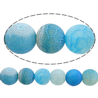 Natural Effloresce Agate Beads, Round, blue, 6mm, Hole:Approx 1mm, Length:Approx 15 Inch, 10Strands/Lot, Sold By Lot