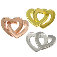 Brass, Heart, plated, more colors for choice, nickel, lead & cadmium free, 19mm, 15x13x2.5mm, Hole:Approx 1.8x1mm, 100Sets/Lot, Sold By Lot