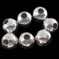 Messing smykker Perler, Runde, sølvfarvet forgyldt, forskellig størrelse for valg, nikkel, bly & cadmium fri, Hole:Ca. 1mm, 1000pc'er/Bag, Solgt af Bag