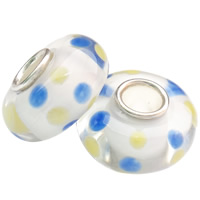 Lampwork European Perlen, Rondell, handgemacht, einadriges Kabel Messing ohne troll, keine, 14x7.5mm, Bohrung:ca. 4mm, 100PCs/Tasche, verkauft von Tasche