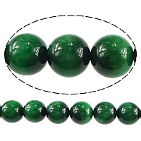 Tiger Eye Beads, Runde, grøn, 12mm, Hole:Ca. 1.2mm, Længde Ca. 15 inch, 2Strands/Lot, Ca. 32pc'er/Strand, Solgt af Lot