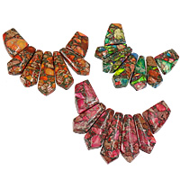 Impression Jaspis Perle, gemischte Farben, 15-30x21-45x7mm, Bohrung:ca. 1mm, Länge:ca. 4 ZollInch, 5SetsSatz/Menge, verkauft von Menge