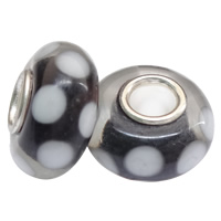 Lampwork European Perlen, Rondell, einadriges Kabel Messing ohne troll & zweifarbig, keine, 13x7mm, Bohrung:ca. 4mm, 100PCs/Tasche, verkauft von Tasche