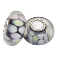 Lampwork European Bead, Rondelle, brass single core without troll, more colors for choice, 13x7mm, Hole:Approx 4mm, 100PCs/Bag, Sold By Bag