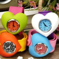 Silicone with Glass & Zinc Alloy Heart platinum color plated for children mixed colors Length Approx 10 Inch Sold By Lot