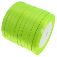Satin Ribbon, fluorescent green, 6mm, 40PCs/Lot, Sold By Lot