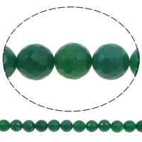 Natürliche grüne Achat Perlen, Grüner Achat, rund, facettierte, 10mm, Bohrung:ca. 1.2mm, ca. 38PCs/Strang, verkauft per ca. 15.3 ZollInch Strang