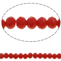 Abalorios de Cristal con forma Toroidal, imitación de cristal de swarovski, rojo rubí, 3x4mm, agujero:aproximado 1mm, longitud:aproximado 18.3 Inch, 10Strandsfilamento/Bolsa, Vendido por Bolsa